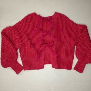 Cinq A Sept Pink Mari Sweater Bow Back Size XS Oversized